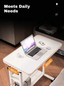1pc Portable Rolling Laptop Desk - Adjustable Height Mobile Side Table With Wheels, 23.7"/31.5" C-Shaped Desk For Bed, Sofa, Recliner, Home Office - Lockable Casters - Multicolor - View 9