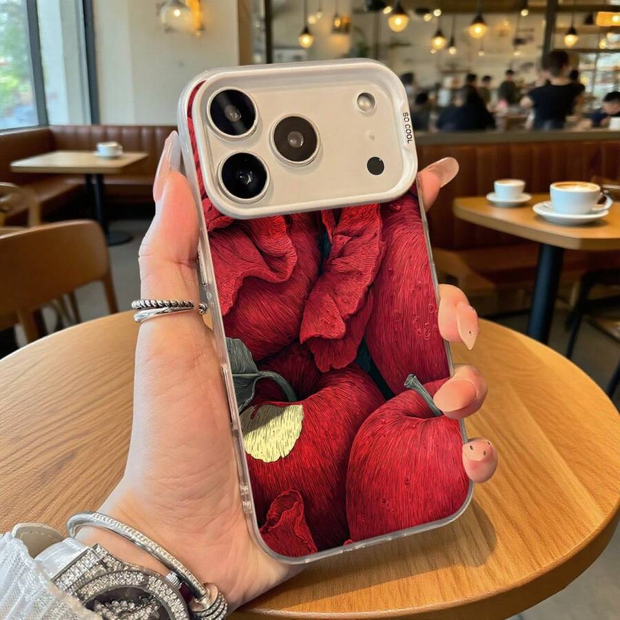 Funda de Teléfono con Patrón de Flor de Amapola Roja para Modelos de y Adecuada para Todas las Estaciones Opción de Regalo Ideal - Plateado - Ver 1