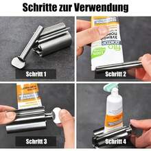 1 pieza Exprimidor de pasta de dientes, Exprimidor de tubo de pasta de dientes, Accesorios de baño, Cirelle Home, Accesorios de baño, Accesorios de cocina, Exprimidor de pasta de dientes de acero inoxidable, Exprimidor de tubo de pasta de dientes de metal, Soporte para pasta de dientes, Dispensador de pasta de dientes multifunción - Fácil de exprimir - plata - Ver 4