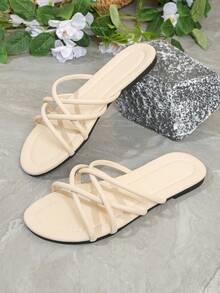 Women's Flat Sandals, Elegant, Casual, Beach, Outdoor, Comfortable, Versatile Flat Sandals For Party, Holiday, Wedding, Suitable For Summer - White - View 3