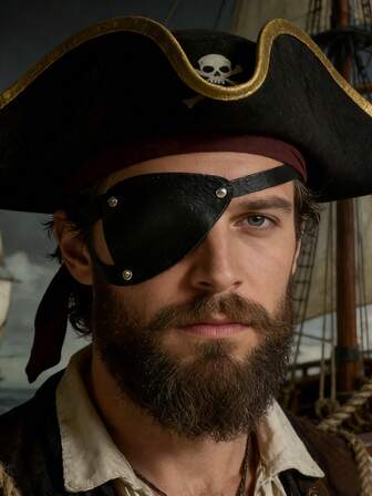 Retro Single Eye Patch - Black Eye Patches - PU Leather Pirate Eye Patch Cover - Adjustable Medieval Steampunk Blindfold For Adults Role Play Costume Accessories,(Right)