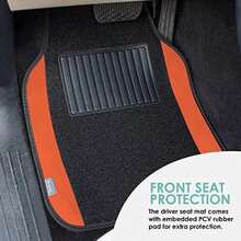 FH GROUP FH-F14408 Carpet w. Faux Leather Floor Mats Solid Color - Fit Truck, SUV, or Van(Orange) - Multicolor - Ver 4