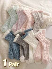 10双/6双装女士过膝袜，珊瑚绒加厚冬季保暖绒袜，自发热女士连裤袜，适合日常穿着、运动、居家休闲，14双/8双/2双装圣诞礼物