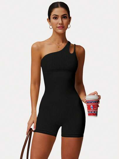 DINBEY 女士无缝高支撑无袖连体衣（黑色）