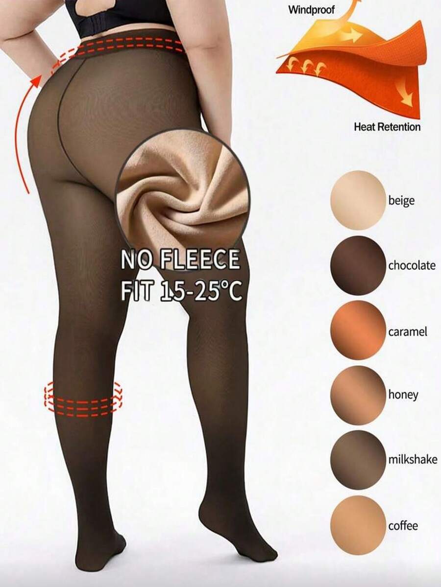 1 par de meias-calças térmicas tamanho grande para EUA e Europa, 230g, forradas, de cintura alta, com efeito translúcido, grossas, para o inverno.