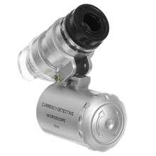 Kính hiển vi bỏ túi 60x có đèn LED, kính lúp 60x, kính lúp tiền tệ. - Bạc - Xem 9