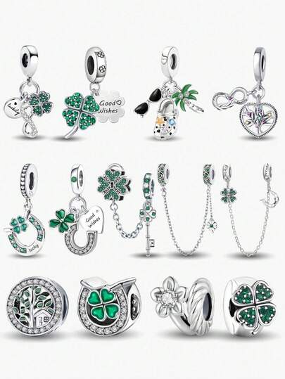 1 st 925 sterlingsilver trendig äkta zirkonia lyckobringspärla för kvinnor som passar armband armband gör-det-själv smycken flickvän present fina smycken för damer