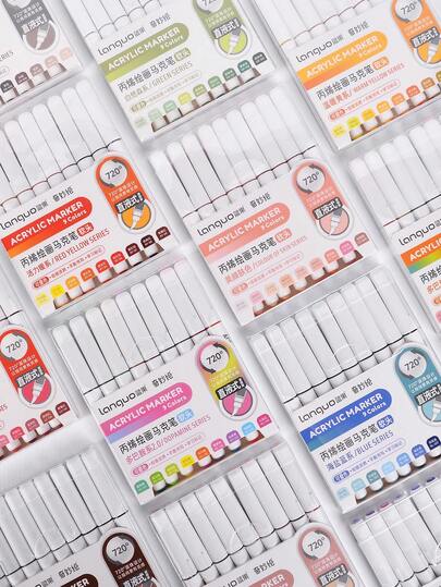 languo Bộ 207 bút dạ acrylic trực tiếp, đầu mềm, dung lượng cao, nhiều màu, chống thấm nước, thích hợp cho vẽ graffiti DIY, trên đá, vải bố, gỗ, thủy tinh, gốm sứ và vải dệt, bút khô nhanh, dụng cụ mỹ thuật.