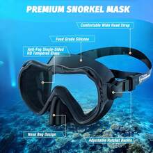 成人浮潜套装，全景泳镜，干式呼吸管套装，带收纳袋，适用于浮潜、潜水、游泳和旅行