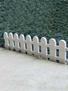 White Plastic Fence, Garden Picket Fence, Outdoor Gardening Fencing, Interlocking Small Fence - White - View 5