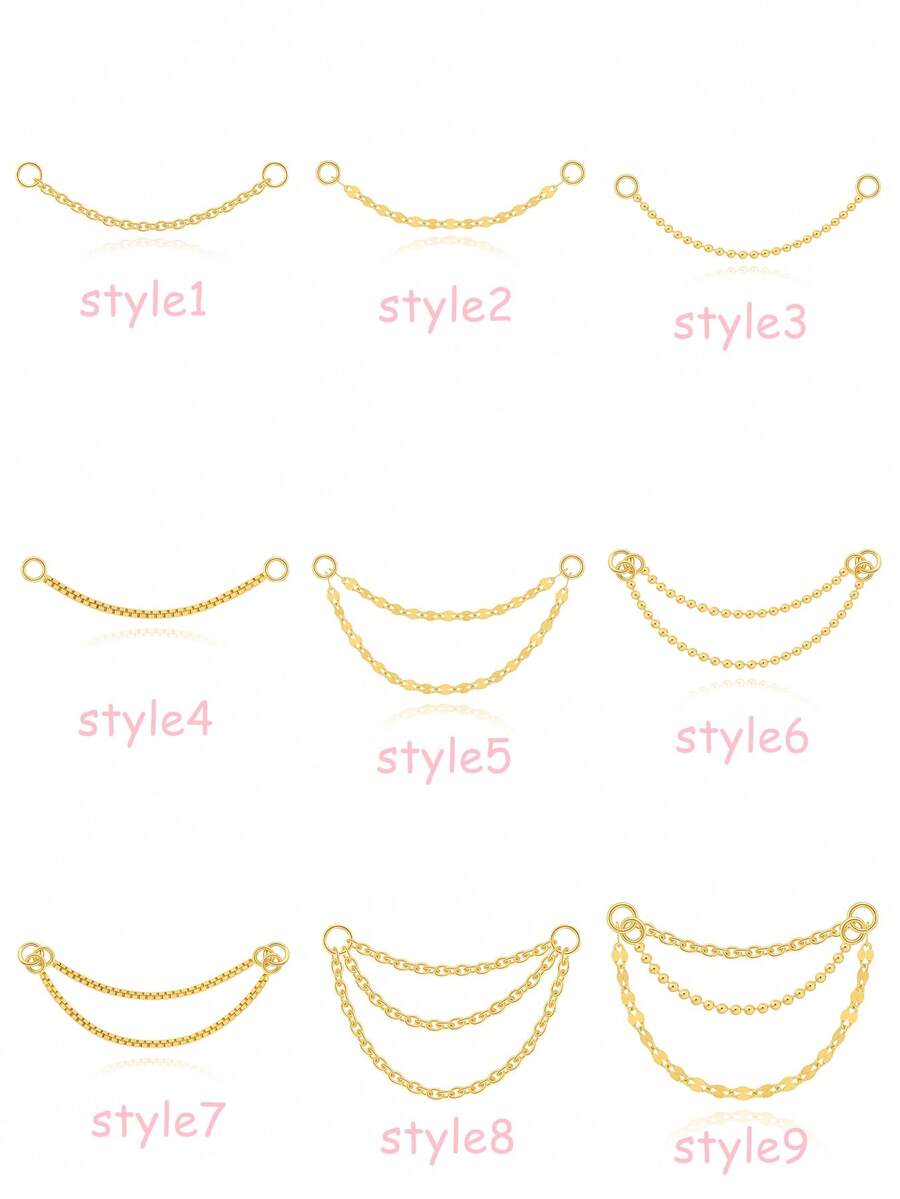 1件925纯银经典几何元素链条耳钉配饰，精美首饰，适合女性日常、派对、周年纪念佩戴