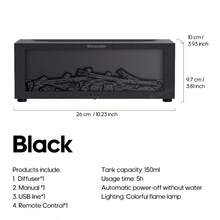 kinscoter 1pc USB 150ml Creative Fireplace Aroma Diffuser, Ultrasonic Flame Humidifier With LED Light & Remote Control, Suitable For Home Office Christmas Birthday Gift