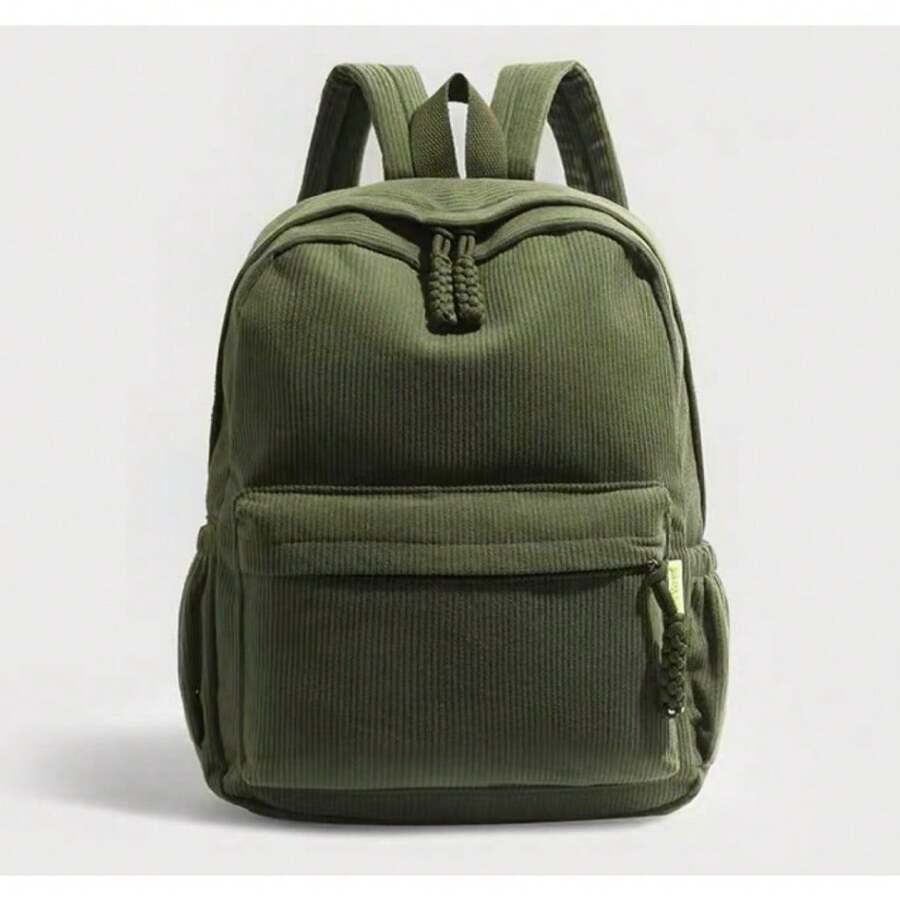 Stylish Small Velvet Backpack For Women With Zipper 6034--20 - Army Green - View 1