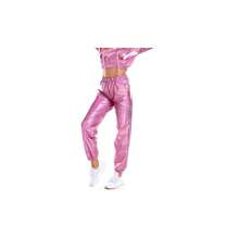 Pantalones deportivos metlicos brillantes para mujer, pantalones deportivos elsticos de cintura alta, aspecto hmedo, estilo hip hop, pantalones hologrficos, 01 - rosa, S - inicial - Ver 1