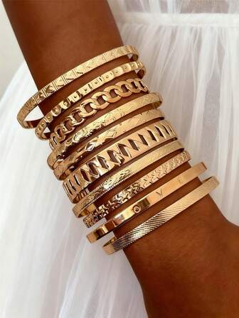 Gold Stackable Bracelets For Women Bangle Set