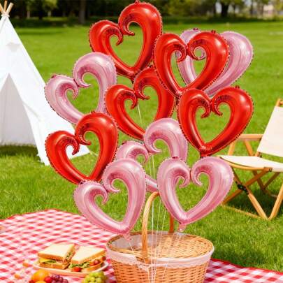 10pcs Small Heart-Shaped Party Balloons, Wedding Ceremony Backdrop Decor, Valentine's Day Photography Props