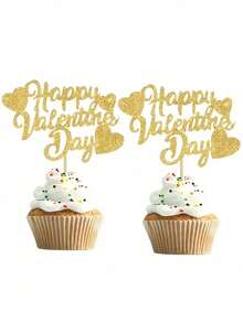 8pcs Valentine's Day Themed Cake Toppers, Love Themed Party Baking Picks, Suitable For Wedding, Valentine's Day Cake, Anniversary, General Celebration - Multicolor - View 9