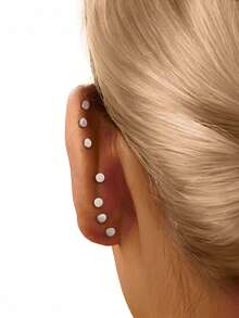 1 pieza Pendiente de plata de ley 925 con arco para mujer, pendiente de piercing de espalda plana para hélix y cartílago, para uso diario, bodas, fiestas, compromisos y regalos de Navidad, joyería fina