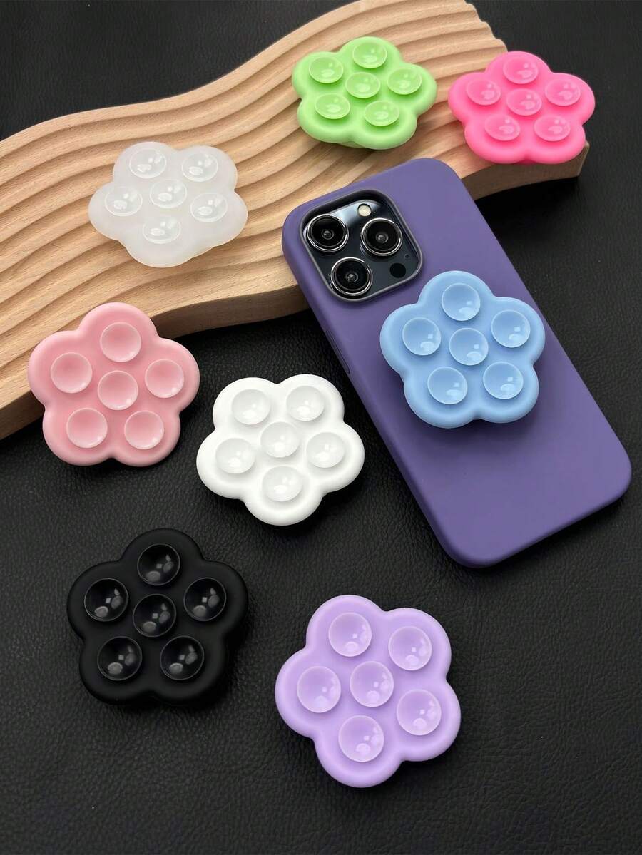 Silicone Suction Cup Phone Holder, Extendable & Foldable, Hands-Free Shower Wall Phone Mount, Convenient For Selfie And Video Recording - Multicolor - View 1
