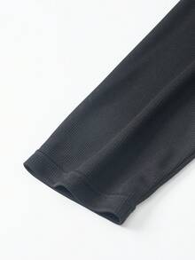 Men's Long Sleeve Henley Shirt, Solid Color Minimalist Fashion Versatile Sportswear, Adjustable Button Collar Design - Black - View 9