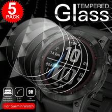 5片装钢化玻璃屏幕保护膜，兼容Garmin Fenix 8 Pro 7 7S 7X Pro 6 6S 6X Pro AMOLED Solar，兼容 Galaxy Watch Ultra 2025 Watch8 Classic Watch7 Watch6 Watch5 Pro Watch4，以及Forerunner 965 955 945 745 235 245 255 158 45 55，防刮高清透明保护膜，适用于Instinct 2X 3