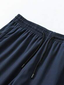 Men's Summer Quick-Dry Shorts, Minimalist Solid Color Zipper Pocket Casual Sports Shorts, Skin-Friendly Comfortable Beach Pants - Blue - View 3