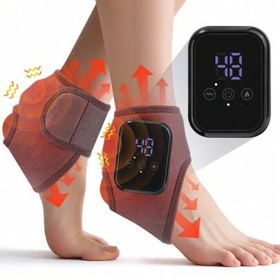 Hailicare Portable Heated Vibrating Foot Massager, Ankle Joint Protection Heating Pad, 3 Heat & 3 Vibration Levels, 15-Min Auto Shut Off, 2000mAh Battery, Large LED Touch Screen, Breathable Skin-Friendly Fabric, Relieves Various Ankle Discomforts, Suitable For Multiple Occasions, Holiday Gift
