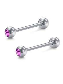 2pcs 14G Tongue Rings & Nipple Rings, 316L Stainless Steel Straight Barbell 12mm-18mm Body Piercing Jewelry