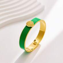 Fashionable Luxury Multicolor Enamel Roman Numeral Bangle, Made Of Stainless Steel Gold Plated With Open Design, Neutral Tones Suitable For Both Men And Women, Excellent Birthday Party Holiday Jewelry Gift - Roman Numeral Bracelet - View 8