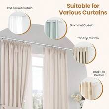 Barra de cortina para ventanas de 30 a 60 pulgadas, paquete de 2 barras de cortina ajustable de 5/8 pulgadas, con 4 soportes, fcil instalacin y tapas de extremo simples, para sala de estar, recmara - 30-48" + Pago - Ver 8