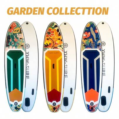 YHW-SURF 320 cm uppblåsbar surfbräda, paddelbräda för nybörjare, yogafiskebräda, bärbar uppblåsbar glidbräda, inkluderar professionellt fotrep, luftpump, ryggsäck