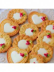 1个波浪蕾丝复古饼干模具，圆形三明治模具，3D打印面包反转糖烘焙工具，适用于情人节、母亲节、新年等节日，烘焙饼干模具 - 白色 - 查看 4