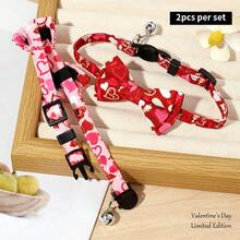 2 chiếc vòng cổ mèo ngày lễ tình nhân có thể tháo rời kèm nơ và chuông dễ thương cho mèo con hình trái tim an toàn có thể điều chỉnh dành cho phụ nữ làm quà tặng - Nhiều màu - Xem 6
