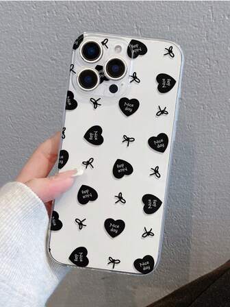 1 pieza Funda de teléfono suave y transparente con diseño de mariposa y corazón, protección anti-arañazos y anti-huellas dactilares con recorte para la cámara, compatible con Samsung, Apple, Nothing, Pixel, INFINIX, Redmi