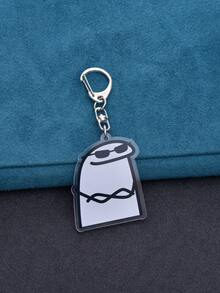 1pc Cute Cartoon Keychain, Creative Design Pendant, Student Backpack Gift, Cultural Creative Hanging Ornament, Lovely Gift, Keychain - Black and White - View 7