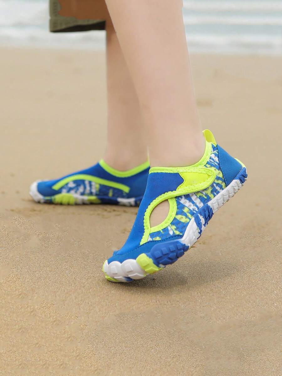 Kids Shoes/Boys Water Shoes/Boys Beach Swimming Shoes/Blue-Green Random Print Fashion Breathable Quick-Dry Mesh