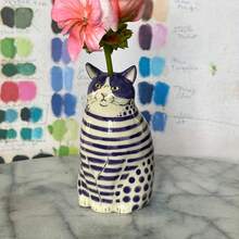 1PC Fantasy Polka Dot Cat Vase - Resin Cat Planter With Colorful Stripes, Perfect Home Decor, Holiday Gift (Halloween, Christmas, Easter, Thanksgiving), Gift For Cat Lovers Floral Decor Outdoor Art Adorable Cat - 彩色 - 查看 9