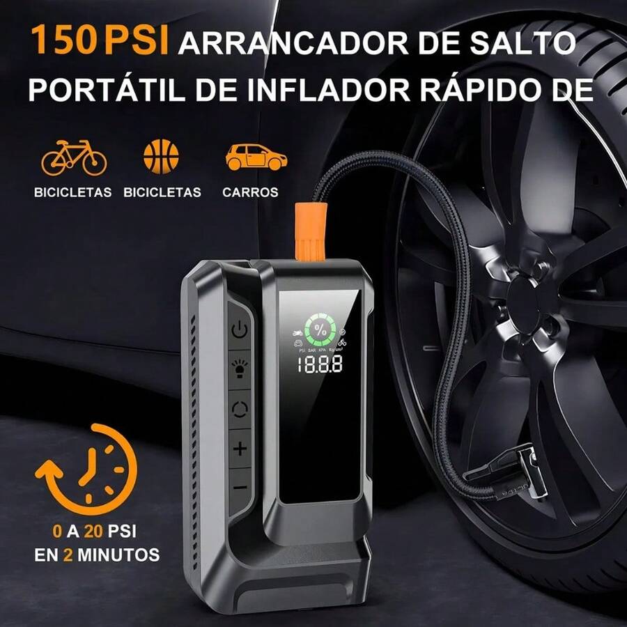 Arrancador De De Auto Biuble Q16 9000a Con Inflador 150psi Negro - Negro/Gris - Ver 1