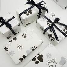 50*35cm Papel de seda semi-transparente con lindo estampado de huellas de pata en blanco y negro, papel decorativo minimalista con estampado de huellas de animales, papel de regalo para fiestas de cumpleaños, envoltura de regalo para el Día de San Valentín, material de papel para manualidades y decoración del hogar, suministros de embalaje para decoración del hogar, papel de seda impreso, adecuado para decoración del hogar y manualidades - Multicolor - Ver 1