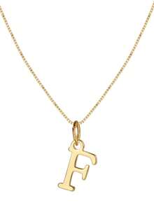 1件装时尚个性化26个字母吊坠项链，百搭女士珠宝礼物，情侣名字首字母项链，情人节礼物 - 金黃色 - 查看 28
