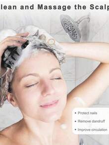 便携式硅胶洗发刷手持柔软头皮按摩刷硅胶洗发刷头皮按摩器促进头发生长 - 彩色 - 查看 8