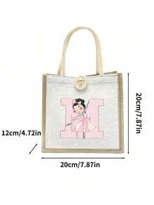 Túi xách vải lanh, Túi xách nhỏ bằng vải lanh họa tiết hoa và nút trang trí, In chữ cái A-Z màu hồng, Túi xách đơn giản dung tích lớn, Túi tote đựng đồ tiện dụng, Túi mua sắm đa năng, Thiết kế mới, Dung tích lớn, Nhẹ, Lý tưởng cho mua sắm, Túi đeo vai, Túi xách tay, Túi đựng cơm trưa, Hộp cơm trưa, Quà tặng năm mới, Quà tặng ngày Valentine - Nhiều màu - Xem 11