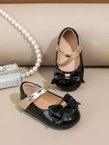 1 Pair Girls' Flat Round Toe Casual Shoes, Cute Princess Style, Fashion, Soft, Lightweight, Hook And Loop Closure, Suitable For Matching Outfits, Suitable For All Seasons, Parties, Holidays - Black - View 2