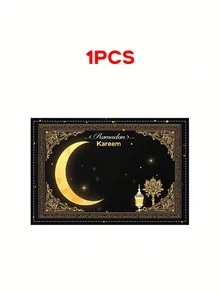 1/4/6/8/10 buah Alas Meja Ramadan, Bulan Sabit, Alas Meja Pola Lentera Heksagonal, Alas Meja Masjid, Tulisan "Ramadan Kareem", Alas Meja Meriah untuk Dekorasi Dapur dan Ruang Makan Gaya Rumah Pertanian - Hitam - View 9