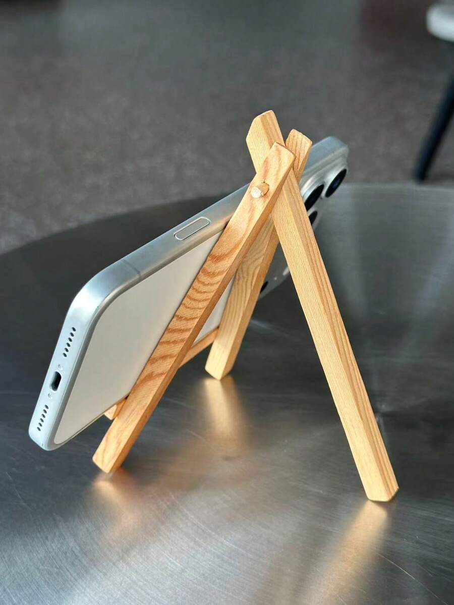 Adjustable Special-Shaped Phone Stand INS Wooden Flat Phone Reading Stand, Korean Style Tripod, Tabletop Decor, Foldable For Watching Videos, Collapsible For Storage Mother's Day Gift - Multicolor - View 1