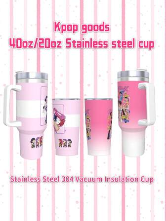 大容量 40 盎司/20 盎司 恶魔 K-Pop 保温杯 - 可爱动漫印花，可重复使用便携式冷热饮杯，适合日常使用和送礼