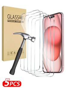 BOLLYMORE 5 Peças Protetor de Tela de Vidro Temperado Anti-Arranhões, Compatível com iPhone 17, 16, 15, 14, 13, 12, 11, XR, XS, X, 7, 8, Anti-Explosão, Anti-Estilhaço, Anti-Arranhões, À Prova d'Água, Película de Vidro Temperado para Smartphone, Essenciais de Proteção de Tela, Aplicável para Proteção Diária, Escritório, Casa, Acessórios de Telefone à Prova de Choques, Anti-Queda, Resistente a Arranhões - 5 peças de vidro - Visão 33