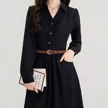 CARBLLY KARVE 1条女士休闲纯色PU皮腰带，秋冬季时尚配饰 - 咖啡 - 查看 4