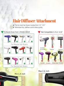 1pc Adjustable Hair Diffuser For Curly Hair Suitable For 1.4 Inch To 2.6 Inch Blow Dryer, Diffuser Attachment Universal For Fine Thick Natural Wave And Frizzy Hair Professional Salon Tool Mother's Day Gifts, Birthdays Christmas Gifts Gifts For Her / Gifts For Him/Romantic Gift/Love Gift/Couple Gift/Valentine Present/Valentine