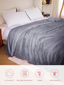 1 pieza Manta de felpa de doble capa suave y acogedora, apta para todas las estaciones, lavable a máquina, ideal para el hogar y la residencia estudiantil, certificada Oeko-Tex, gris